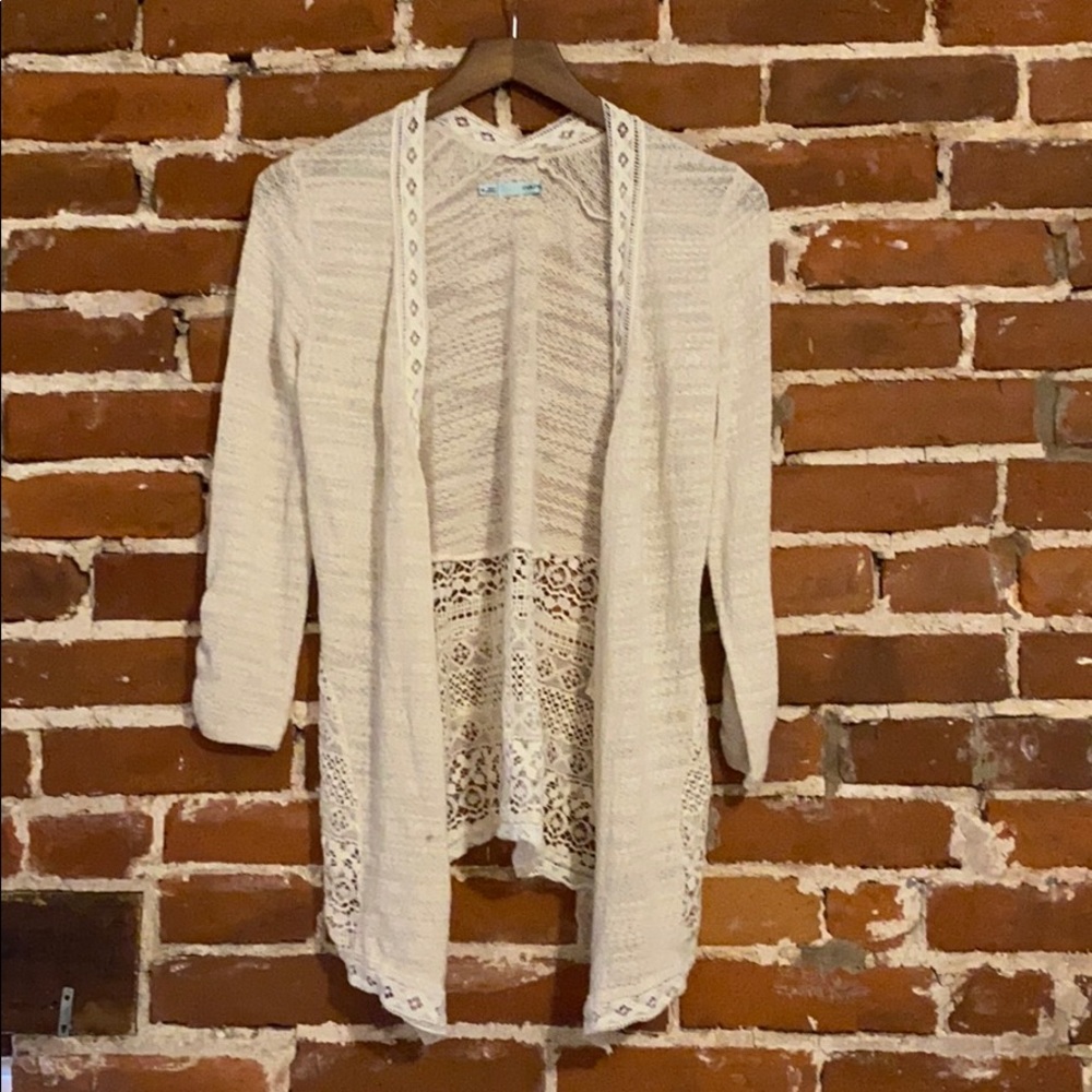 Maurices off white light lace cardigan